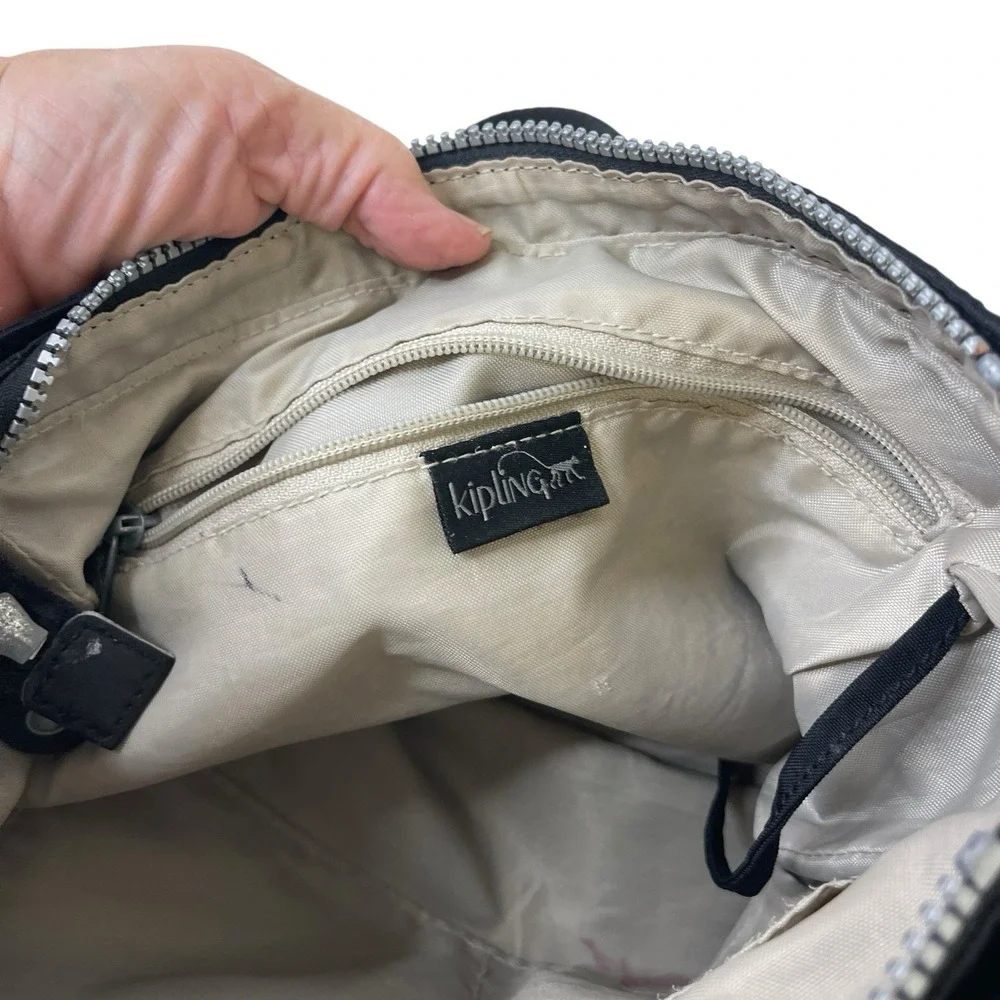 Kipling Black Nylon Crossbody Messenger Bag Tablet Zip Top Adjust Strap Purse